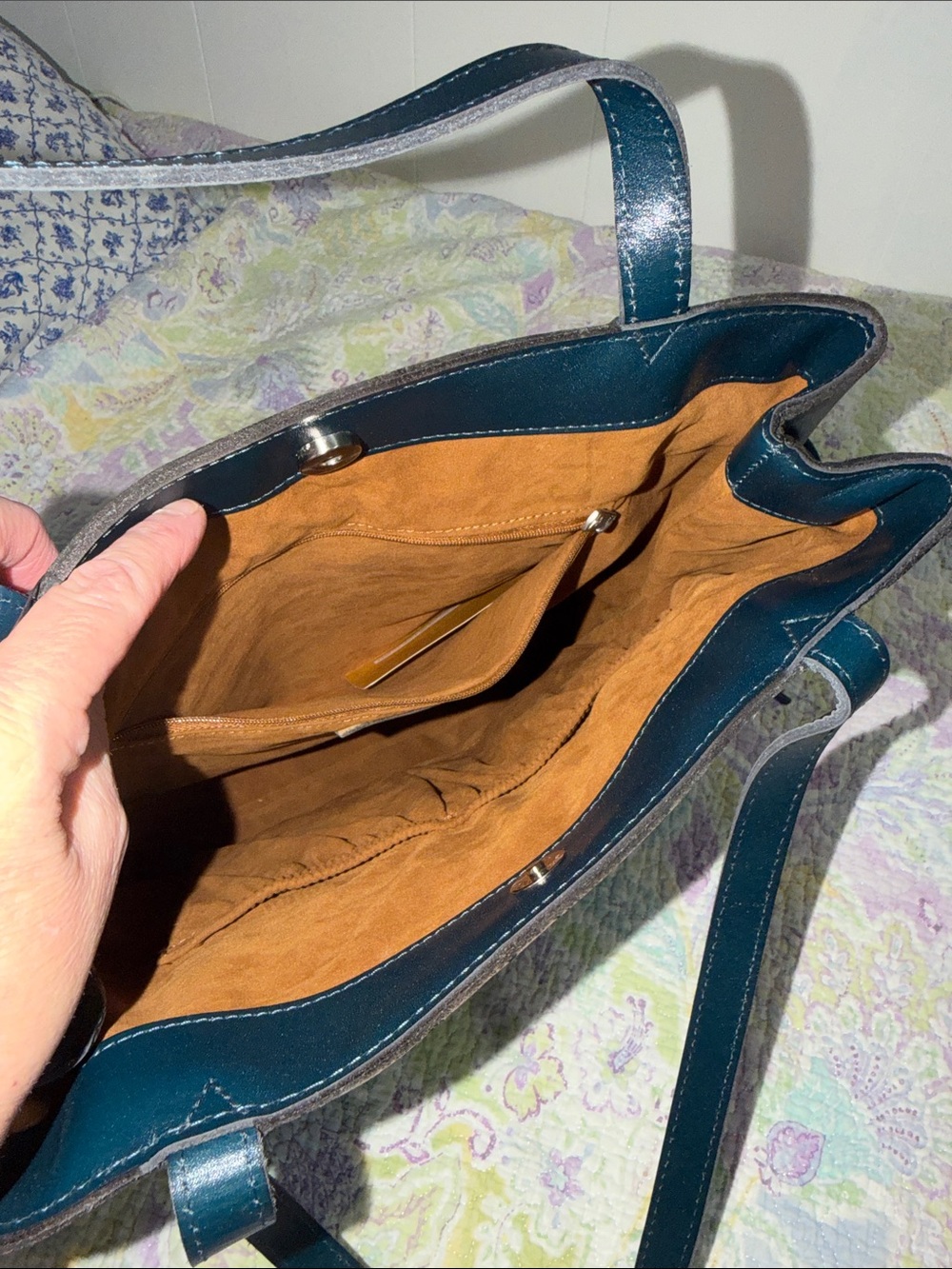 Patricia Nash Vintage Veg tan Everton tote Lapis P970333 NEW with Dust cover - Picture 6 of 16